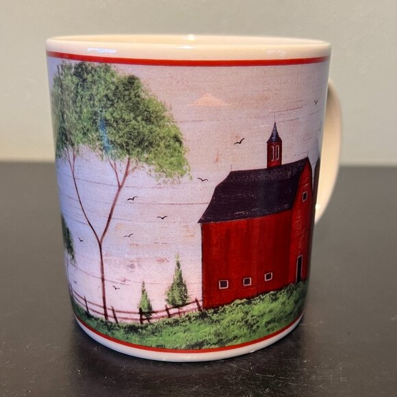 Vintage Warren Kimble Red Barn Coffee Mug ~ Folk Art ~ Sakura ~ Americana ~ 1998 - Picture 6 of 9